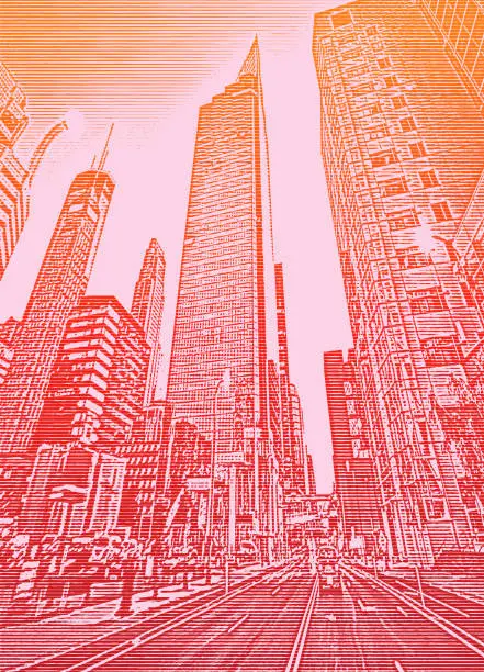 Vector illustration of Financial district skyscrapers Background