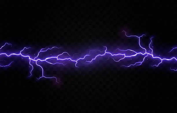 Vector illustration of Vector lightning, lightning, thunderstorm, lighting. Natural phenomenon, light effect.