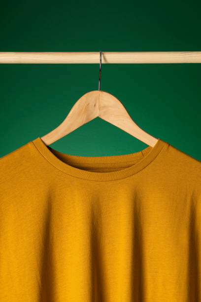 istock T-shirt mockup on wooden hanger 1321566897