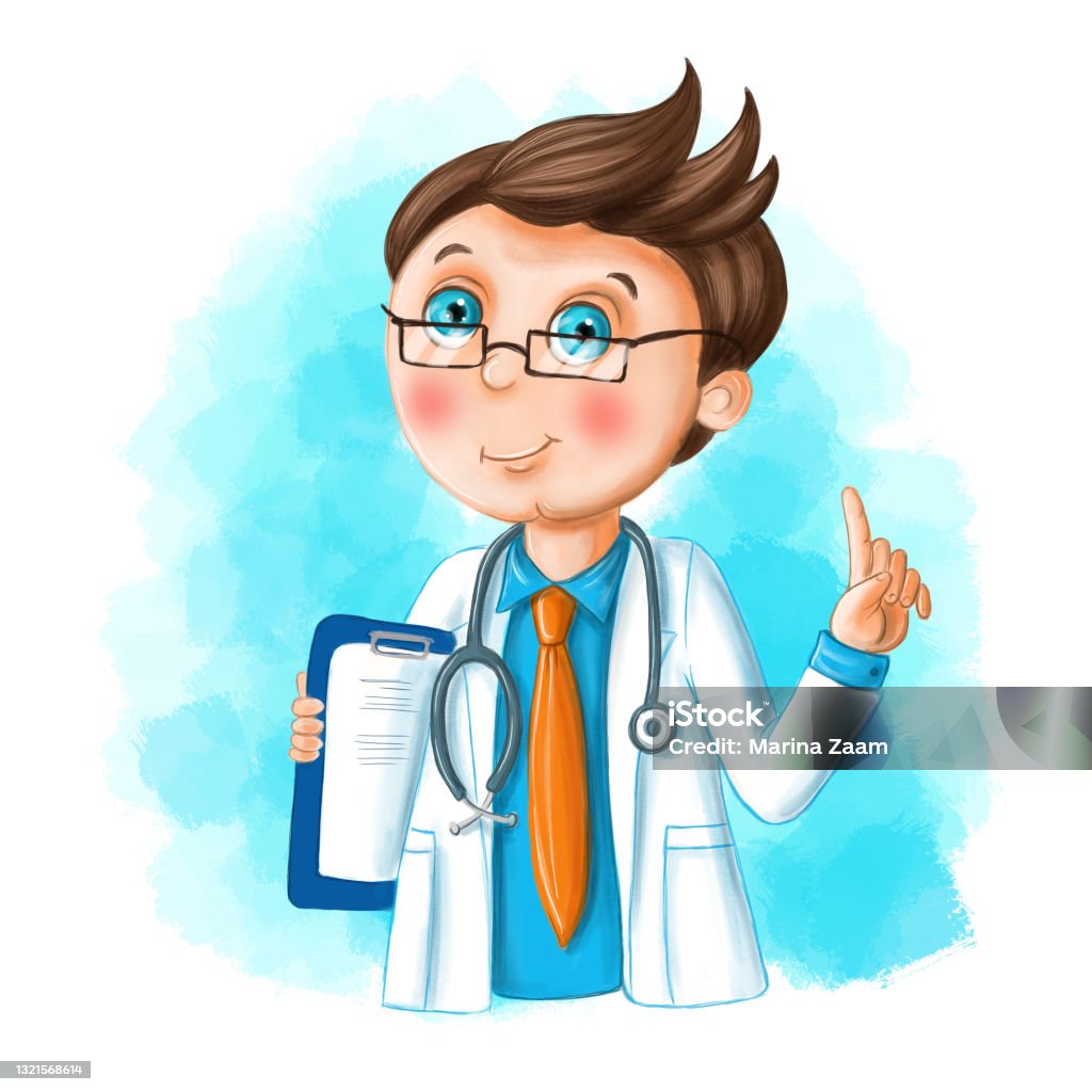 Minh Họa Của Trẻ Em Về Một Hình Ảnh Hoạt Hình Của Một Bác Sĩ Một ...