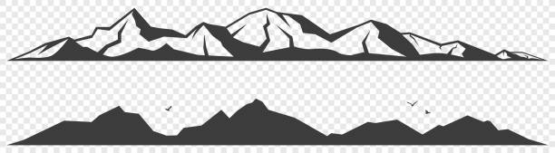 透明な背景に分離された山の高山のスカイラインシルエット - glacier mountain ice european alps点のイラスト素材／クリップアート素材／マンガ素材／アイコン素材