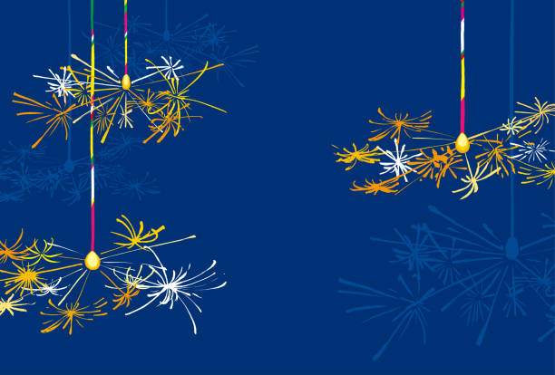 illustrazioni stock, clip art, cartoni animati e icone di tendenza di biglietto d'auguri estivo con illustrazione di fuochi d'artificio - travel simplicity multi colored japanese culture