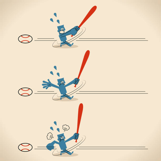 One baseball player (baseman, batter) struck out 3 times Blue Cartoon Characters Design Vector Art Illustration.
One baseball player (baseman, batter) struck out 3 times. baseball batter swinging stock illustrations