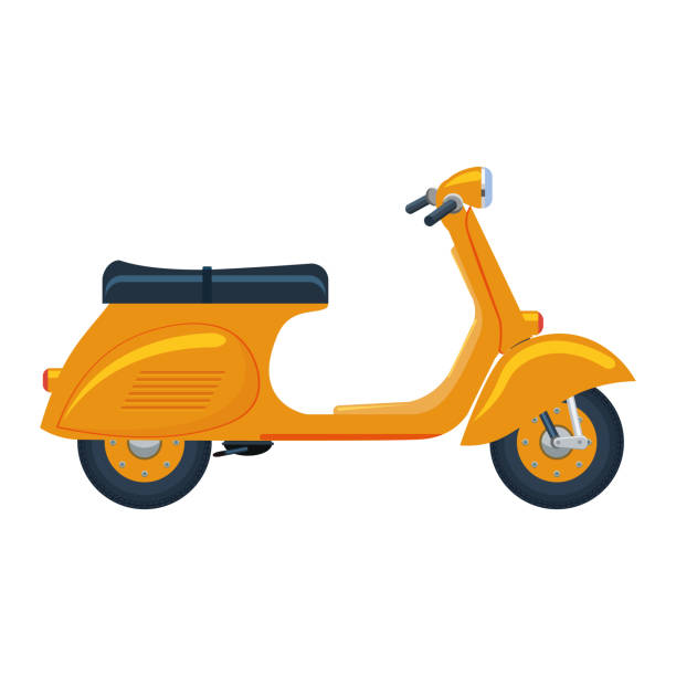 istock Vintage orange scooter. A two-wheeled vehicle in a flat style.Vector illustration isolated on white background. 1321585231