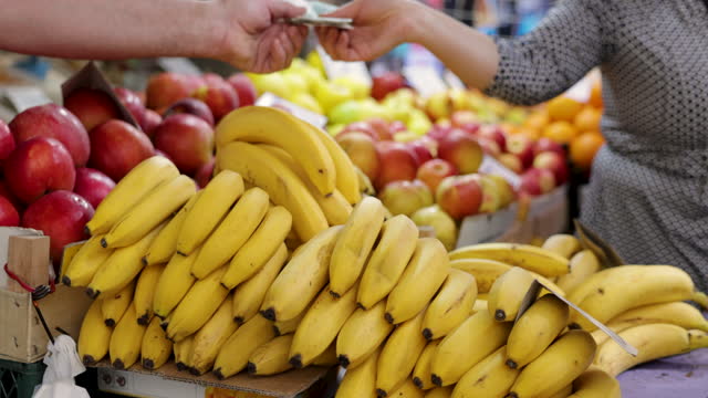 Ripe bananas on the market stalls