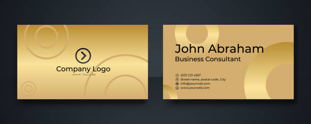 Luxury royal black and gold business card design template. Modern business card design template with gold art deco geometric lines Luxury royal black and gold business card design template. Modern business card design template with gold art deco geometric lines black and gold business cards stock illustrations