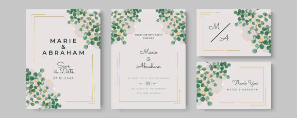 Beautiful soft floral and leaves wedding invitation card. Hand drawn watercolor summer floral invitation card Beautiful soft floral and leaves wedding invitation card. Hand drawn watercolor summer floral invitation card wedding invitation stock illustrations