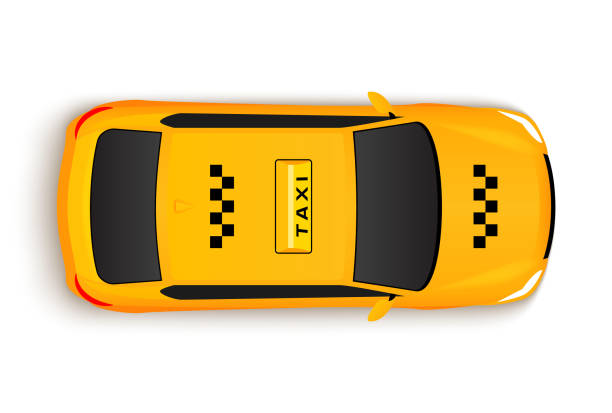 ilustrações, clipart, desenhos animados e ícones de táxi carro de primeira vista táxi. veículo de ilustração de carro de táxi amarelo vetor - taxi car three dimensional shape isolated