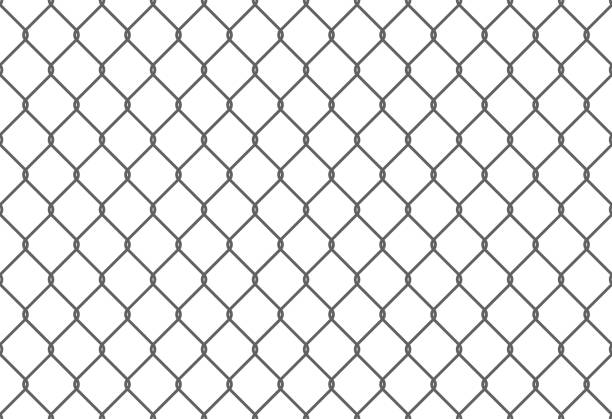 illustrazioni stock, clip art, cartoni animati e icone di tendenza di recinzione a catena metallica senza cuciture. sfondo texture del motivo della recinzione vettoriale del filo - topics barbed wire fence chainlink fence