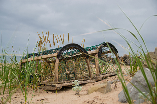 Lobster traps on the beach