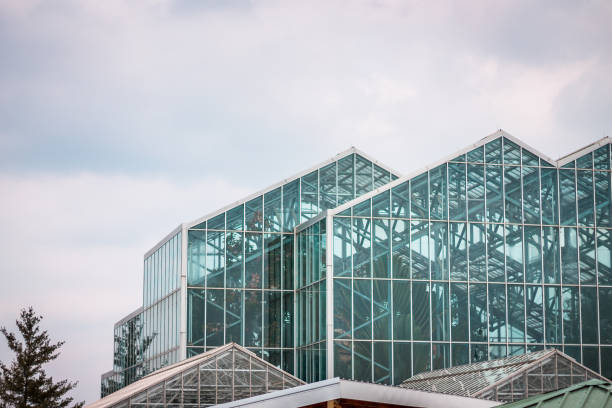 Greenhouses at the Frederik Meijer Gardens stock photo