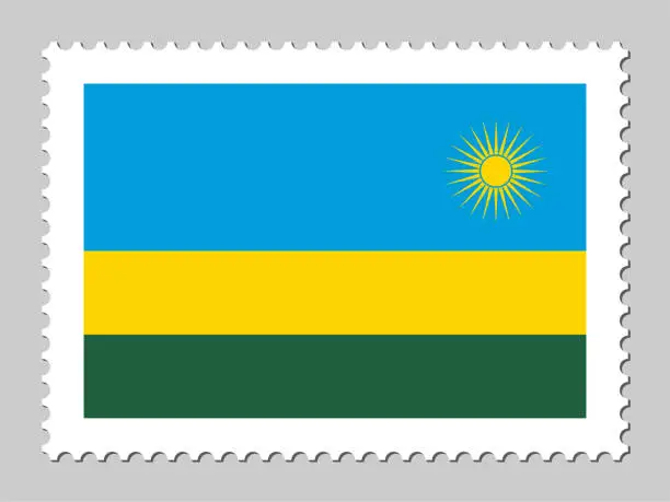 Vector illustration of Rwanda flag postage stamp