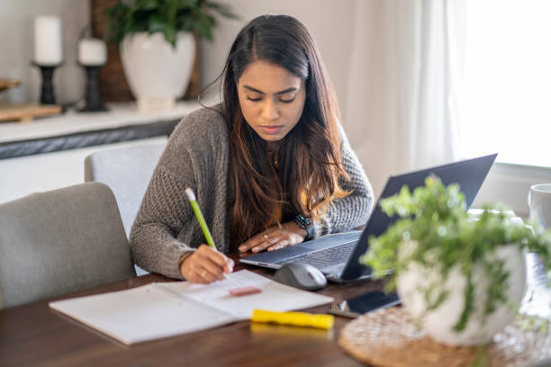 istock Middle Eastern woman working from home 1321602935