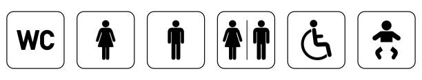 ilustrações, clipart, desenhos animados e ícones de conjunto de ícones wc. símbolos e sinais do banheiro. ícone do banheiro vetorial isolado no fundo branco - silhouette interface icons wheelchair icon set