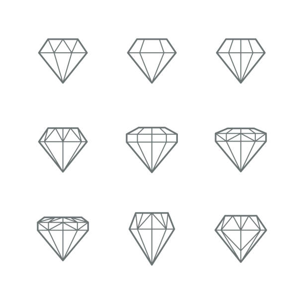ilustraciones, imágenes clip art, dibujos animados e iconos de stock de iconos vectoriales de gemas - gem jewelry hexagon square