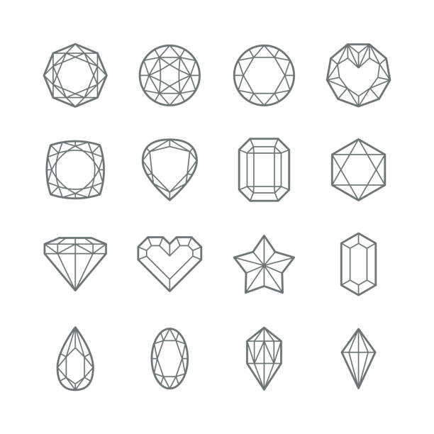 ilustraciones, imágenes clip art, dibujos animados e iconos de stock de iconos vectoriales de gemas - gem jewelry hexagon square