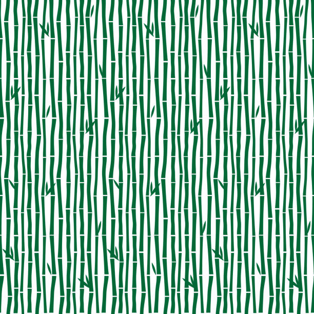 зеленые стебли и листья бамбука бесшовные дизайн вектора шаблона - seamless bamboo backgrounds textured stock illustrations
