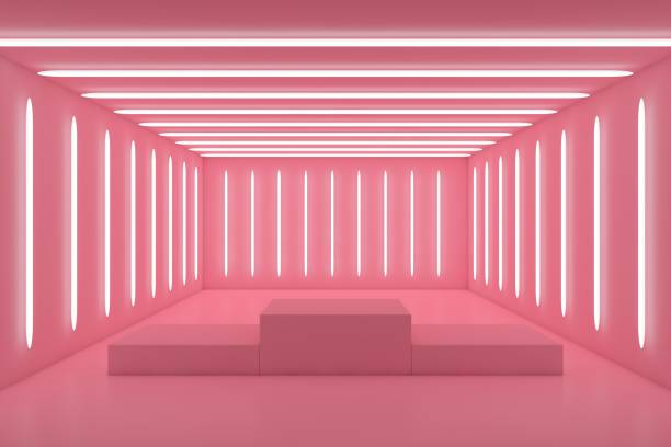 istock 3d render, abstract urban background, empty pink corridor, room, concrete walls, illuminated tunnel, sun rays, daylight, light and shadows 1321635087