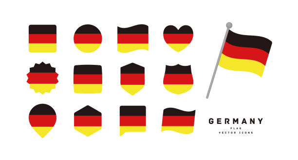 немецкий значок флага набор вектор иллюстрации - nordrhein westfalen flag stock illustrations