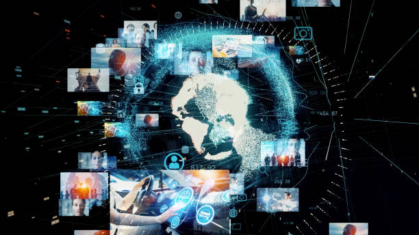 istock Visual contents concept. Global network. Social networking service. Streaming video. communication network. 1321662891