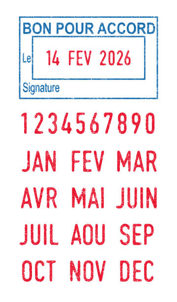 istock French words Bon pour accord (Good for agreement) and dates ink stamps 1321664812