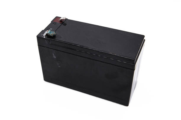 istock Black electric battery on white background 1321667138