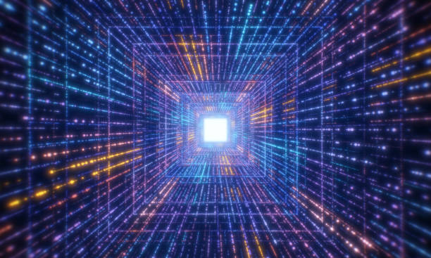 istock Digital glowing particles tunnel network abstract background. Futuristics technology and computer big data concept. Cyberspace and cyberpunk theme. 3D illustration rendering graphic design 1321671235