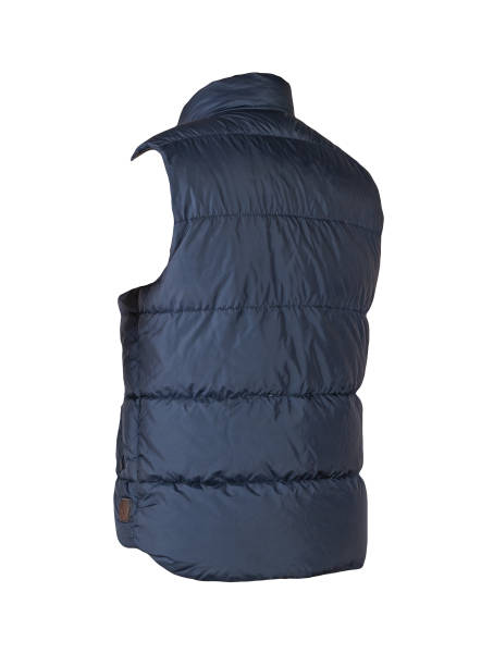 istock Dark blue sleeveless jacket isolated on white background. 1321674555