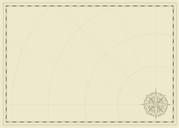 ilustrações de stock, clip art, desenhos animados e ícones de old vintage paper with wind rose compass sign - drawing compass compass rose direction sea