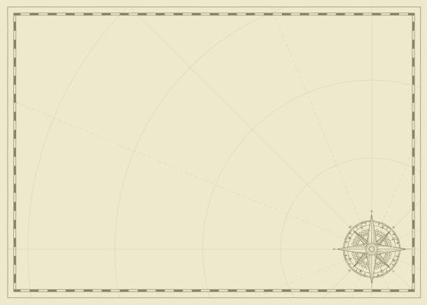 old vintage paper with wind rose compass sign Vintage background with wind rose compass sign and place for text. Vector illustration on the theme of travel, adventure and discovery on the old paper backdrop. Pirate map concept. pirate map stock illustrations