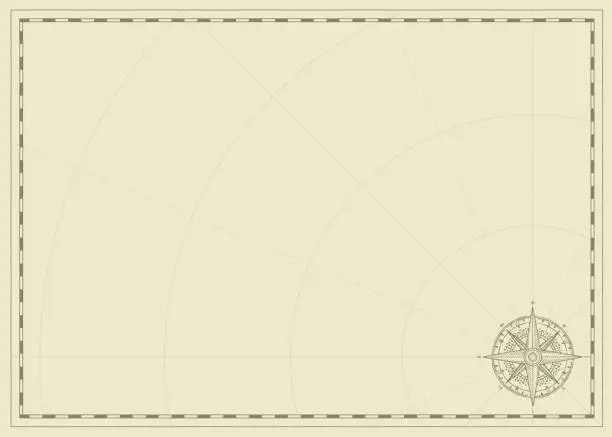 Vector illustration of old vintage paper with wind rose compass sign