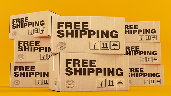 Free Shipping Cardboard Boxes. 3d render