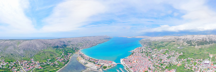 Pag Village panorama, Pag Island, Croatia.