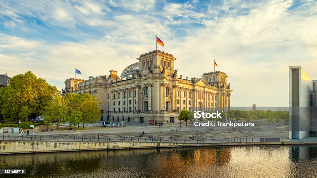 the reichstag the reichstag building of berlin while sunset Bundestag Stock Photo