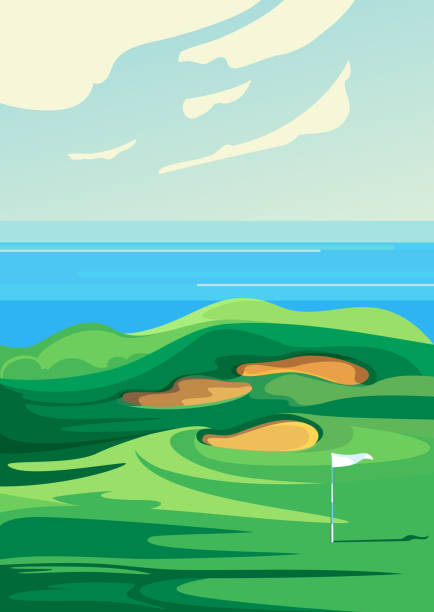 Green golf course. Green golf course. Outdoor sport location in vertical orientation. golf course stock illustrations