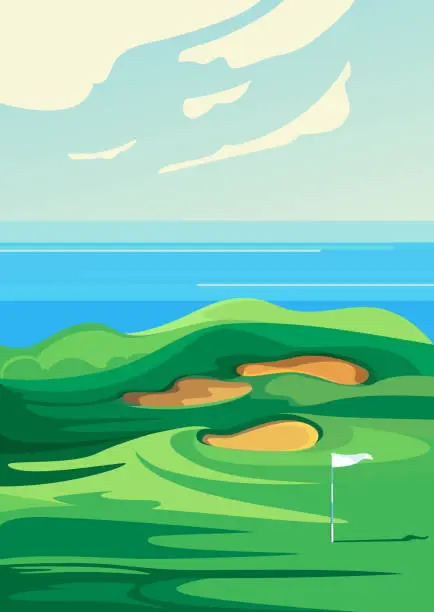 Vector illustration of Green golf course.