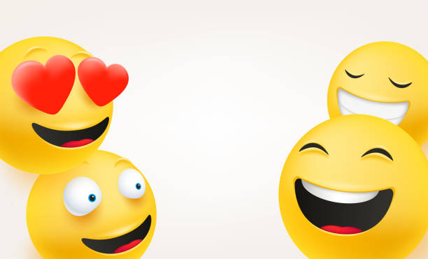 istock Funny group of characters. Emoticons in cute 3d style 1321692719