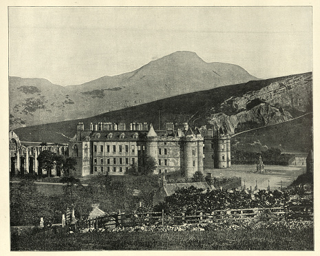 Vintage photograph of Holyrood Palace, Edinburgh, Scotland, Victorian 19th Century