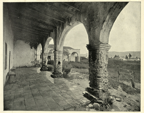 Vintage photograph of Mission of San Juan, California, Victorian 19th Century
