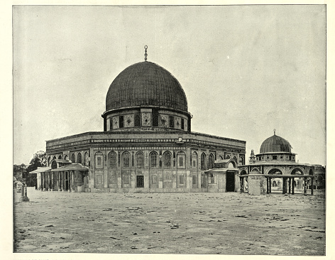 Vintage photograph of Mosque of Omar, Jerusalem, Victorian 19th Century