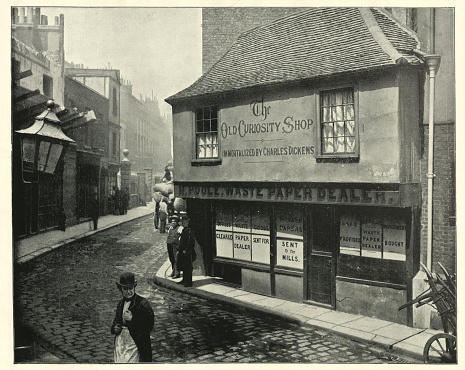 Vintage photograph of the The Old Curiosity Shop in Clare market, Victorian 19th Century. The Old Curiosity Shop in Clare Market claims to be the inspiration for Charles Dickens's description of the eponymous antique shop