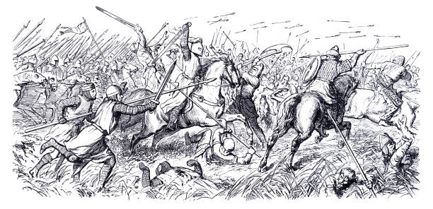 Battle of Legnica Mongols attacking Knight Templas 13th century Battle of Legnica ( Liegnitz ), (9 April 1241). Mongol raiders in Poland defeated a European army containing much-feted Christian knights from the military orders of the Teutonic Knights, the Hospitallers, and the Templars.
Original edition from my own archives
Source : Bilder-Atlas - Ikonographische Encyklopädie 1870 knights templar stock illustrations