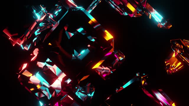 Rotate colorful crystal cubes on a black background. VJ loop animation for your beautiful videos.