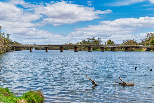 istock Road bridges across the Avon river in Northam Western Australia. 1321707607