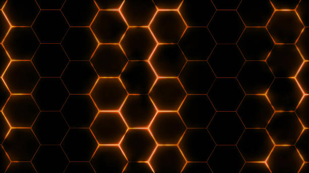 istock 3D rendering of abstract futuristic hexagonal mesh with light effects 1321713098