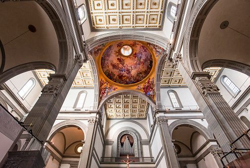 florence, italy, october 23, 2015 : interiors and architectural details of basilica San Lorenzo, october 23, 2015 in Florence, Italy