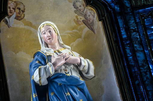 Goddess Minerva, chapel of the Third Order, painted decoration from the 18th century, Perpignan, Pyrénées-Orientales