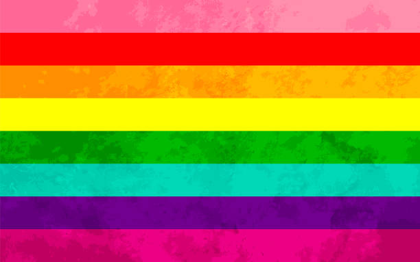 istock Original eight-stripe 1978 version of pride flag with grunge texture, LGBT sign 1321717235