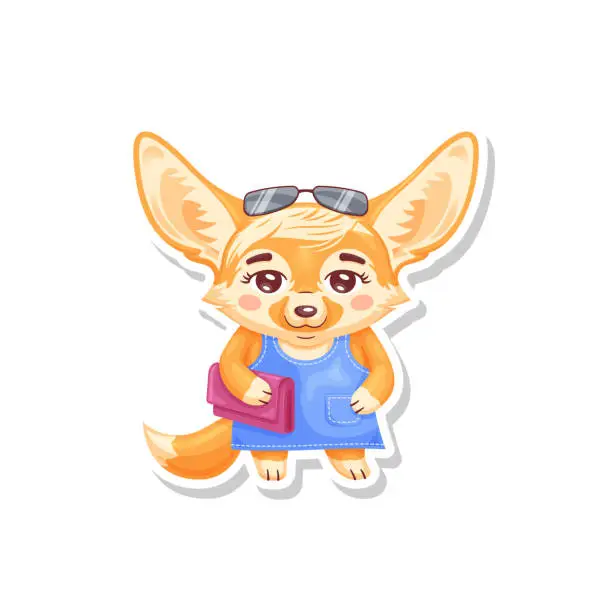 Vector illustration of Cute stylish female fennec fox