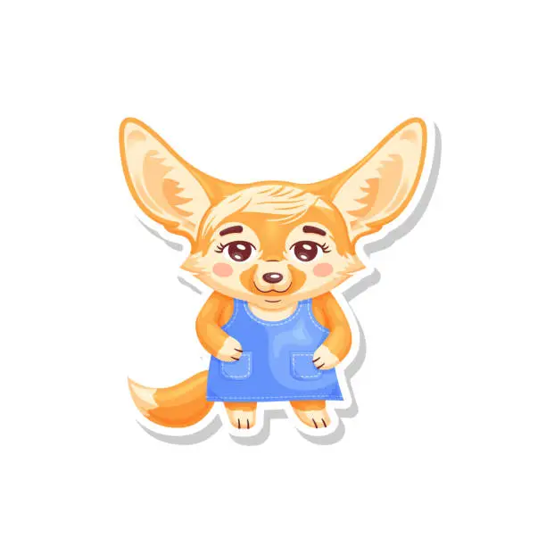 Vector illustration of Cute stylish female fennec fox